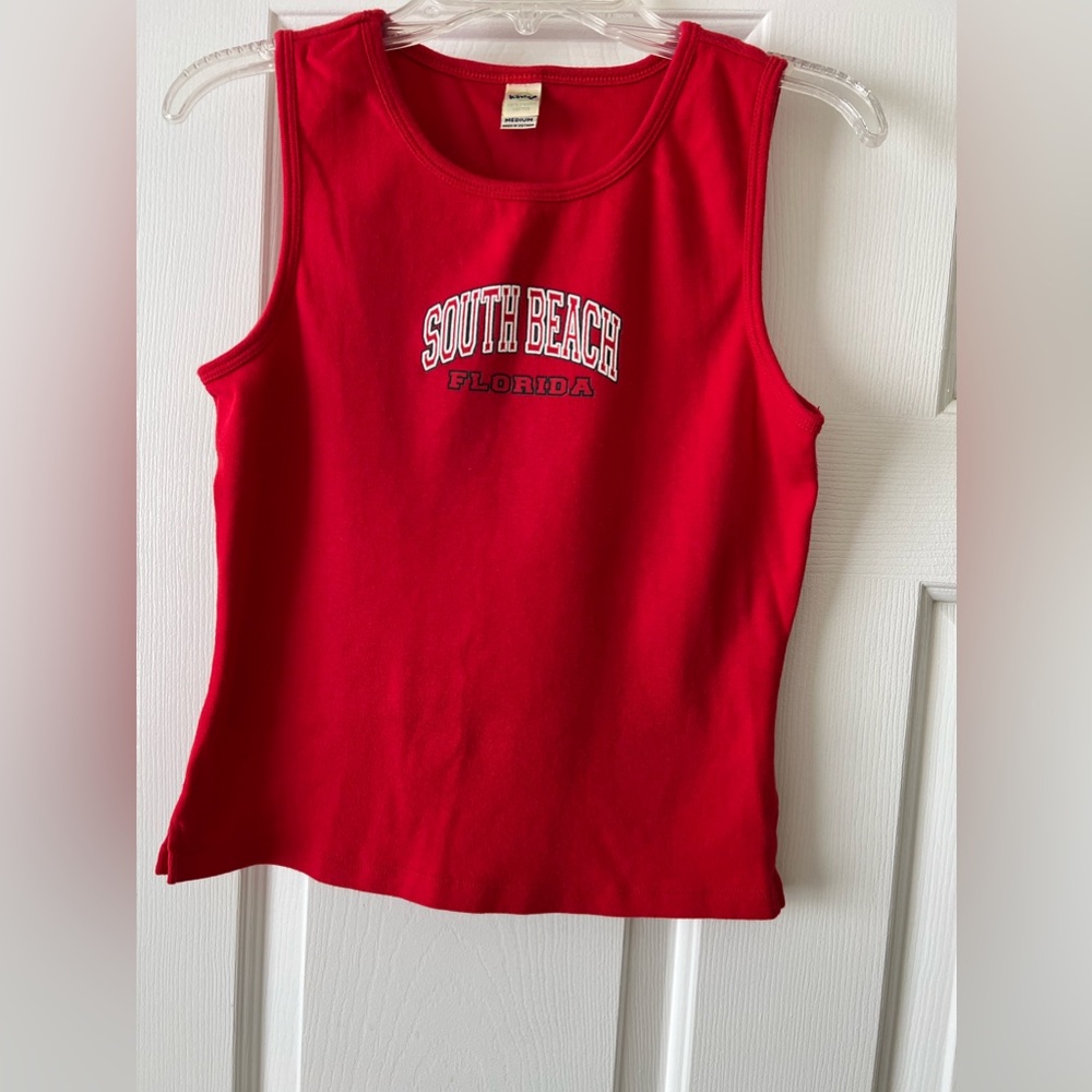 South Beach Florida sleeveless red top size medium junior